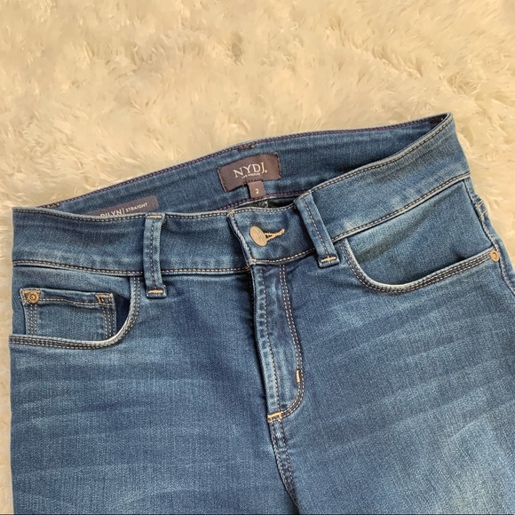 Ladies NYDJ Straight Leg Raw Hem Jeans Size 2 - Picture 4 of 6